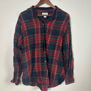 American Eagle Outfitters Mens Plaid Flannel Long Sleeve Button Up RedGreen L